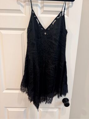 Zara Black Lace-Trim Slip Dress - still for sale